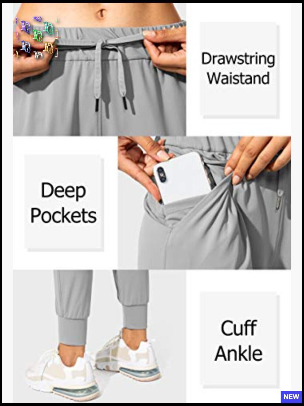 Women's Joggers Pants with Pockets Drawstring Running Sweatpants Lounge Workout - Picture 3 of 7